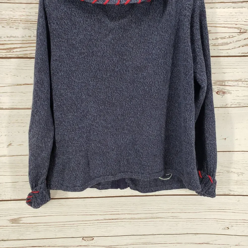 Tiara International Christmas Collection Blue Full Zip Sweater Size Large
